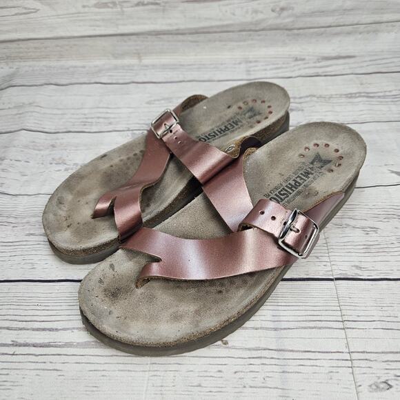 Mephisto Helen Spice Star Sandals Womens Size 38 Metallic Leather Thong Buckle - Picture 1 of 5